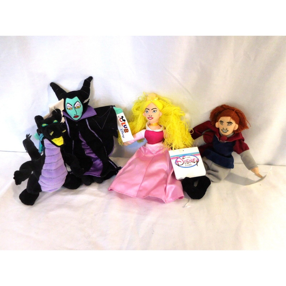 Disney Sleeping Beauty Mini Bean Bag Set of 4 Retired Rare Club Disney Tags